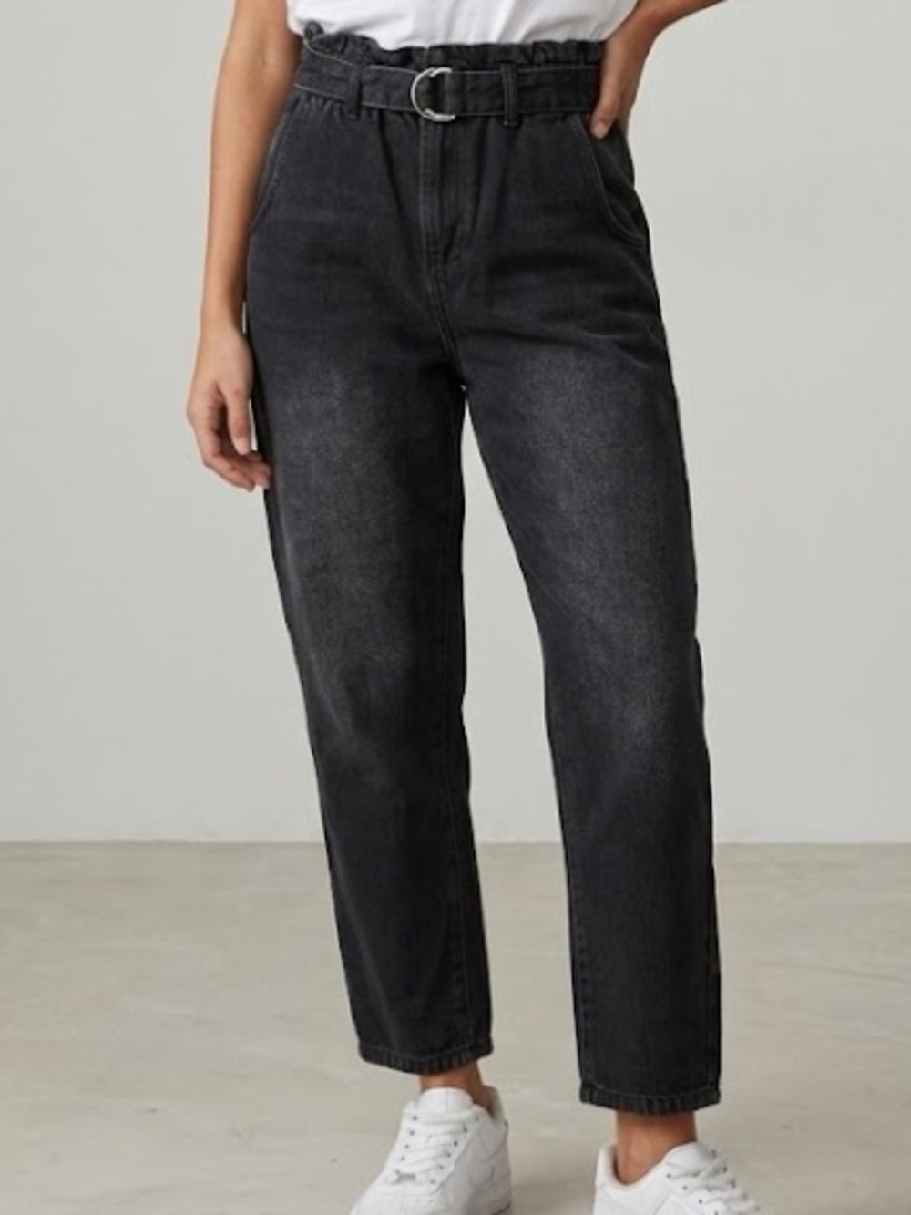 Zara Black High Rise Paper Bag Mom Jean 2